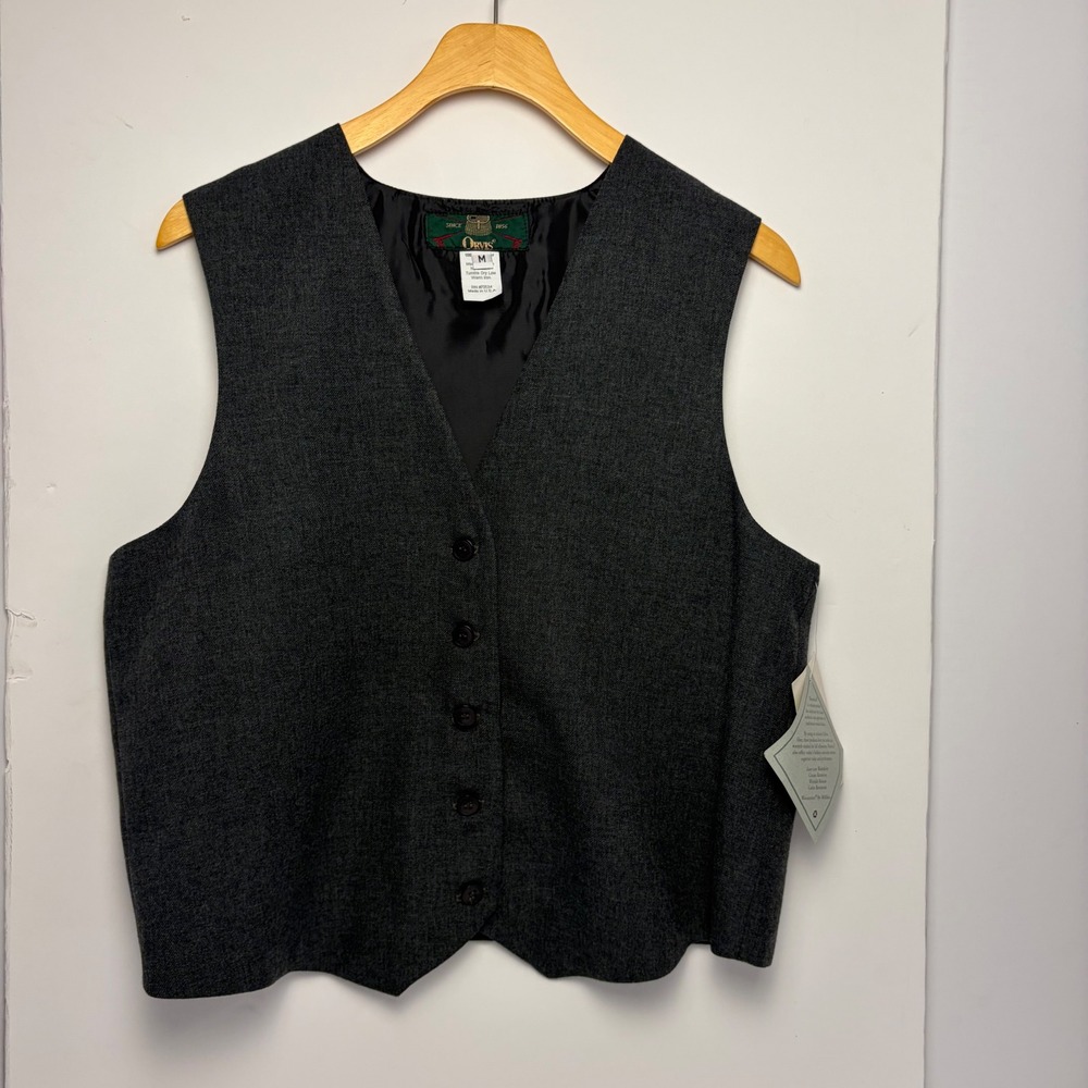 Orvis Mens Worsterlon Vest Charcoal Gray Button Front Made in USA Size M NWT - Picture 2 of 7